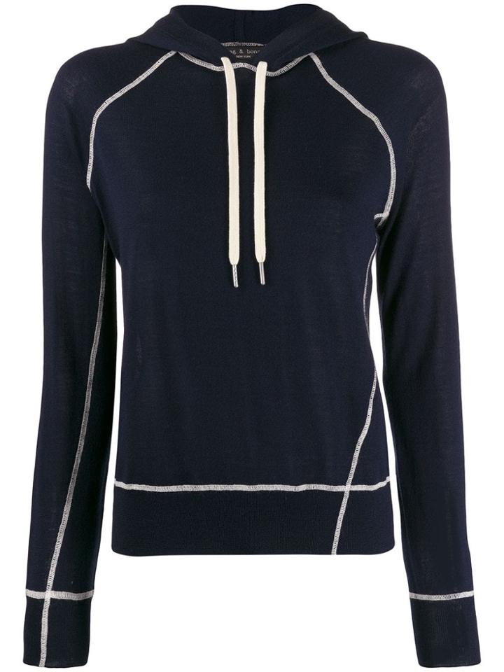 Rag & Bone Fine Knit Hoodie - Blue