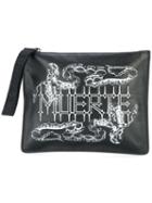 Marcelo Burlon County Of Milan Mateo Zip Clutch Bag, Men's, Black, Calf Leather/cotton