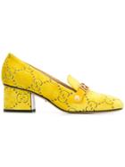 Gucci Velvet Gg Logo Loafers - Yellow