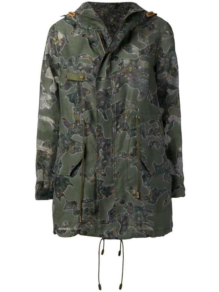 Mr & Mrs Italy Floral Organza Detail Parka - Green