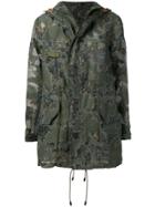 Mr & Mrs Italy Floral Organza Detail Parka - Green