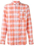 Lanvin Stitching Seam Check Shirt, Men's, Size: 40, Yellow/orange, Cotton/rayon/tencel