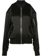Rta Open Shoulder Bomber Jacket, Women's, Size: Medium, Black, Silk