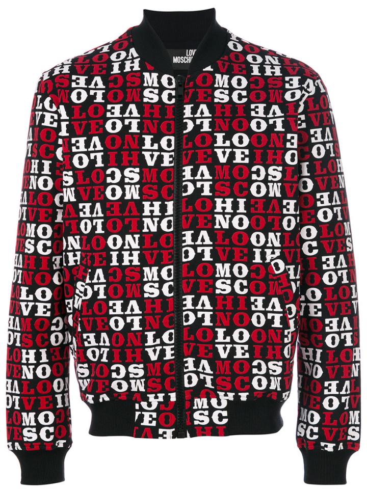 Love Moschino Logo Print Bomber Jacket - Black
