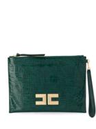 Elisabetta Franchi Crocodile Effect Clutch - Green