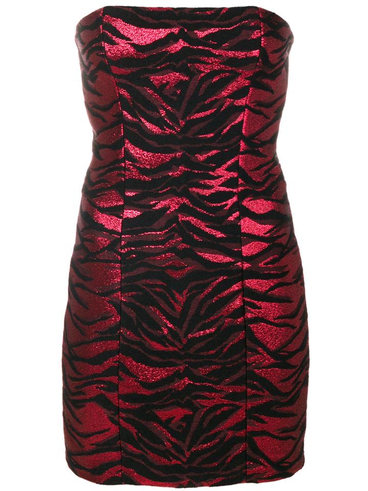 Balmain Jacquard Bustier Dress - Red