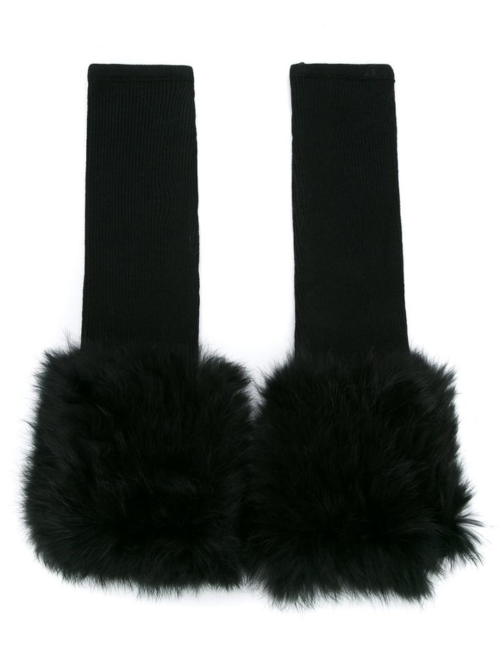 Andrea Bogosian - Fox Fur Arm Warmers - Women - Fox Fur/viscose - One Size, Black, Fox Fur/viscose