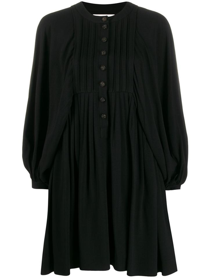 Celine Eyewear Pleated Front Shirt Dress - Black