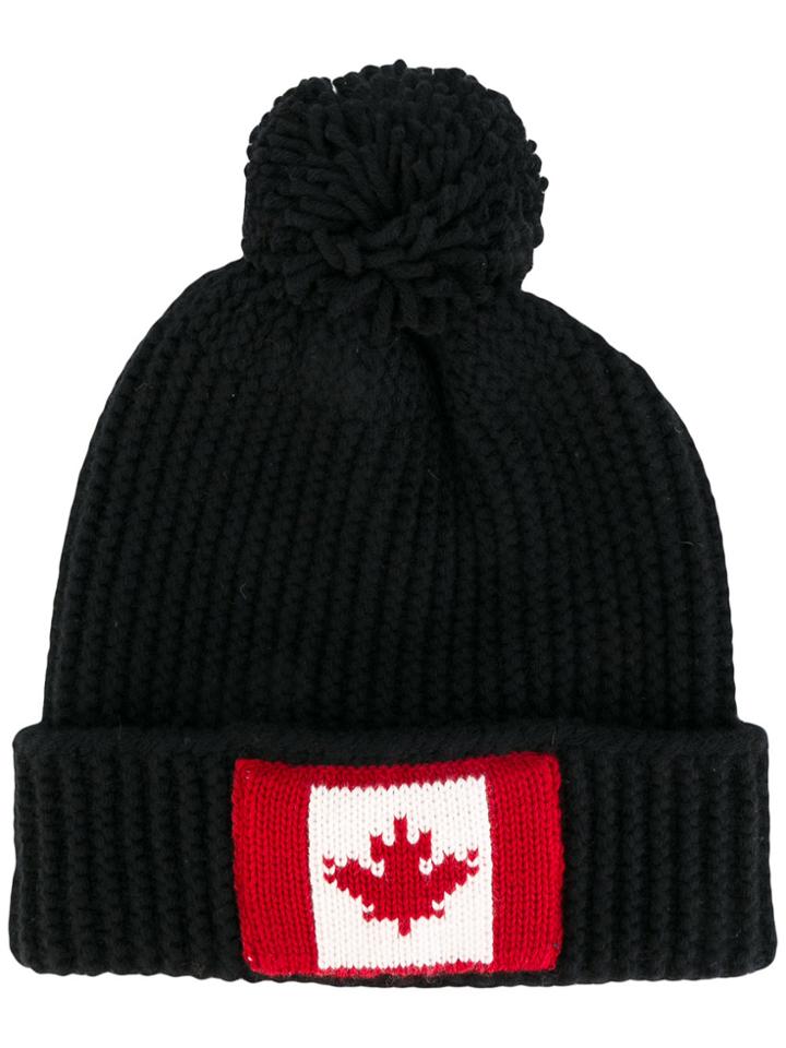 Dsquared2 Pompom Knitted Beanie Hat - Black