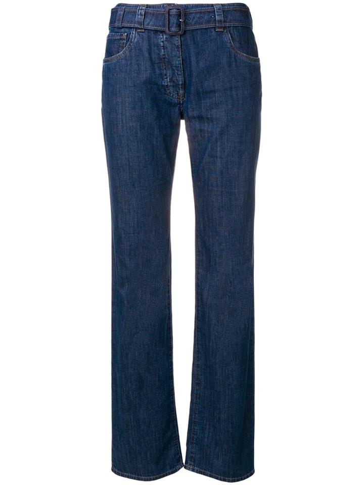 Prada Belted Denim Jeans - Blue