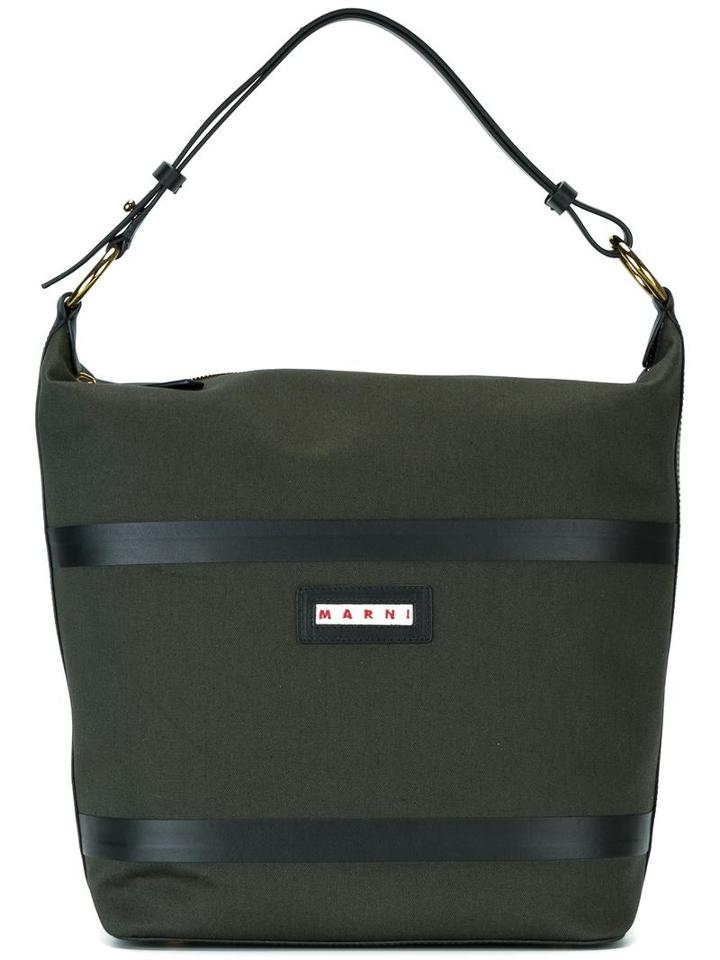 Marni Canvas Shoulder Bag, Women's, Green, Cotton/leather