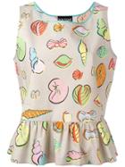 Boutique Moschino Shell Print Tank - Nude & Neutrals