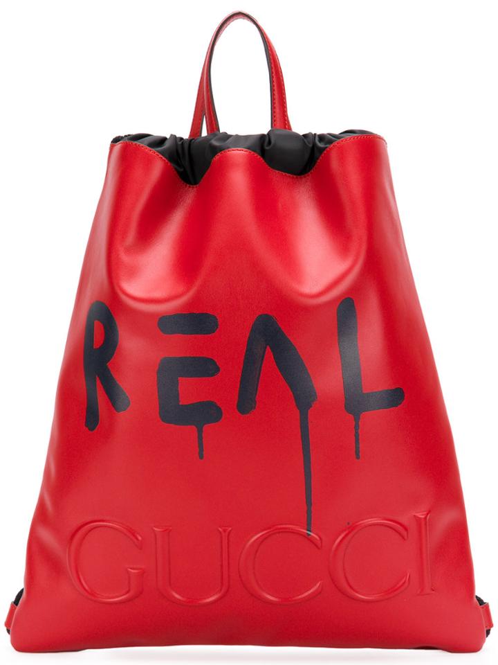 Gucci Guccighost Drawstring Backpack - Red