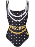 Moschino - Chain And Necklace Print Swimsuit - Women - Polyester/spandex/elastane - 40, Black, Polyester/spandex/elastane