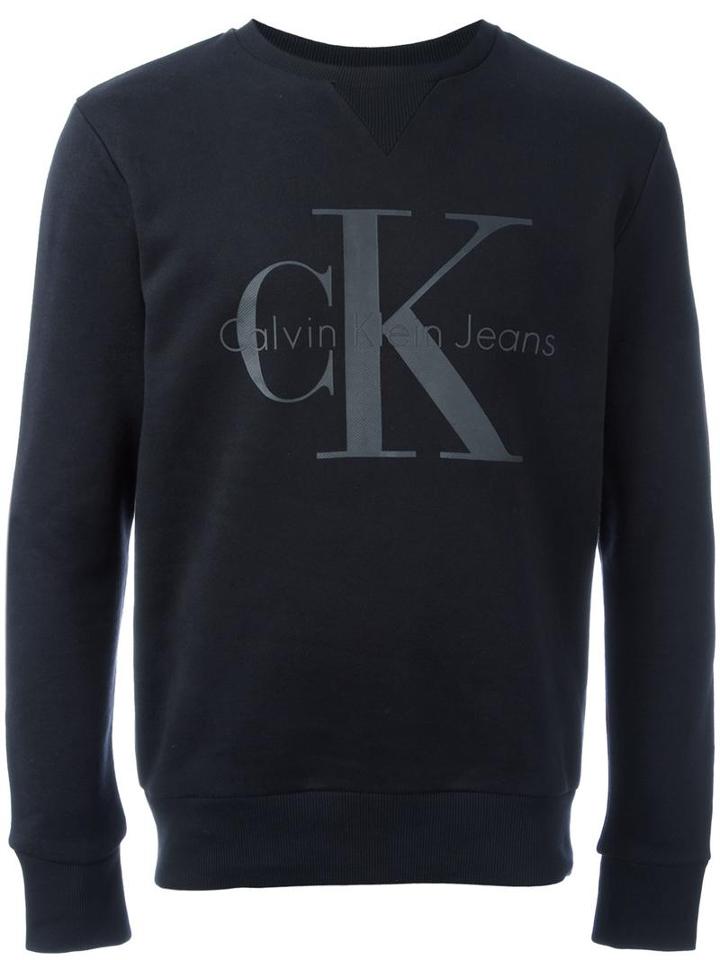 Calvin Klein Jeans Logo Print Sweatshirt, Men's, Size: Medium, Black, Cotton/polyester