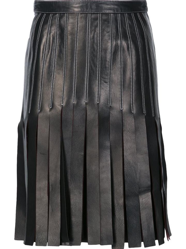 Mugler Strappy A-line Skirt, Women's, Size: 36, Black, Lamb Skin