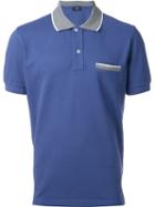 Fay Contrast Collar Polo Shirt, Men's, Size: Medium, Blue, Cotton