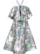 Vika Gazinskaya Printed Bow Embellished Dress, Women's, Size: 40, White, Silk/cotton