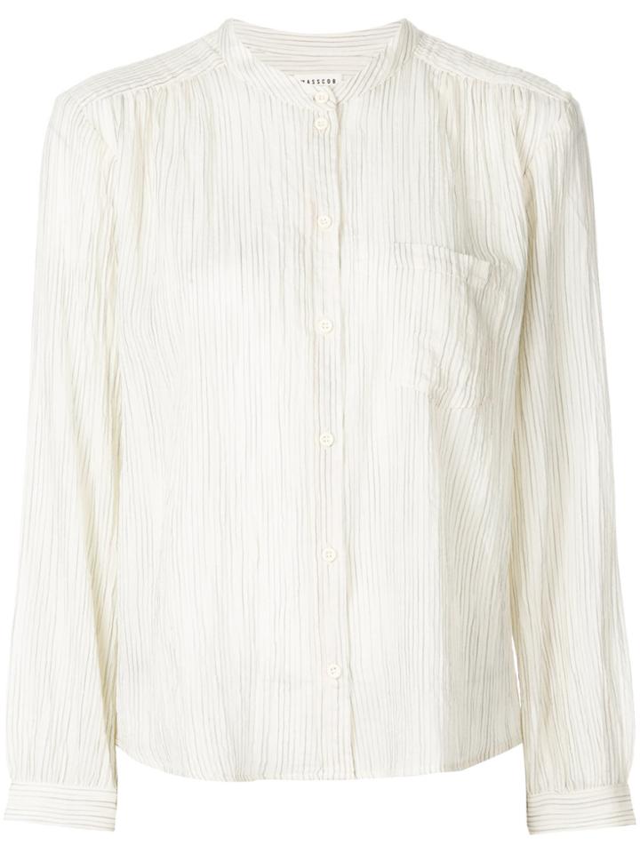Masscob Striped Collarless Blouse - Nude & Neutrals