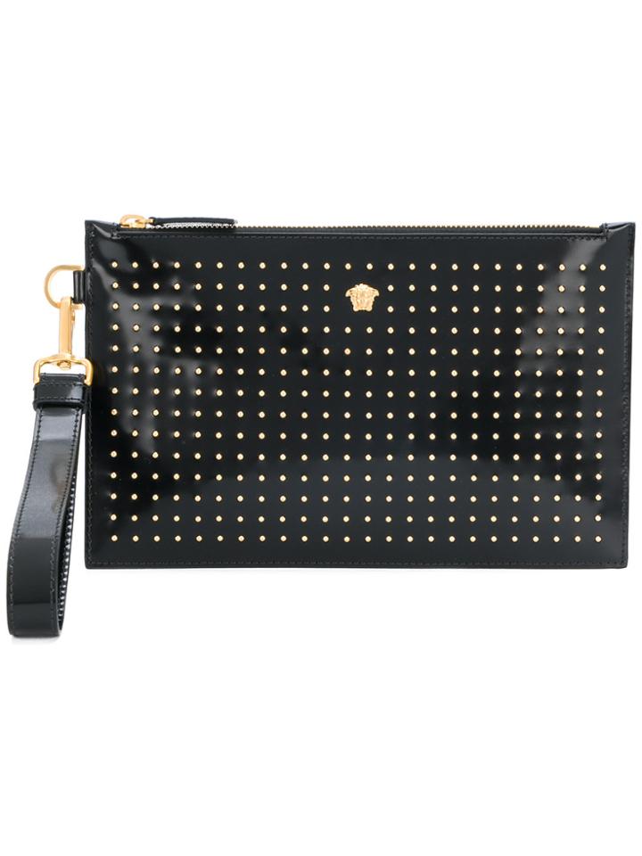 Versace Micro Studded Medusa Clutch - Black