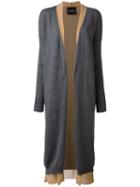 Erika Cavallini Layered Long Cardigan, Women's, Size: Medium, Grey, Polyester/wool/acrylic