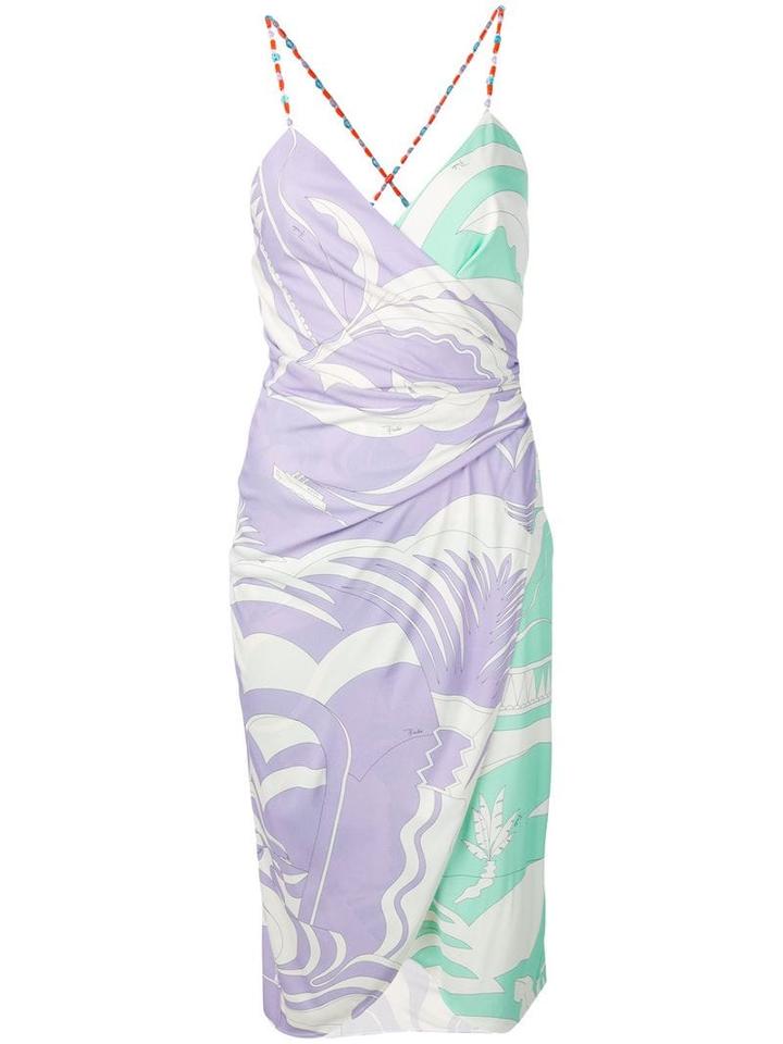 Emilio Pucci Embellished La Villa Print Dress - White