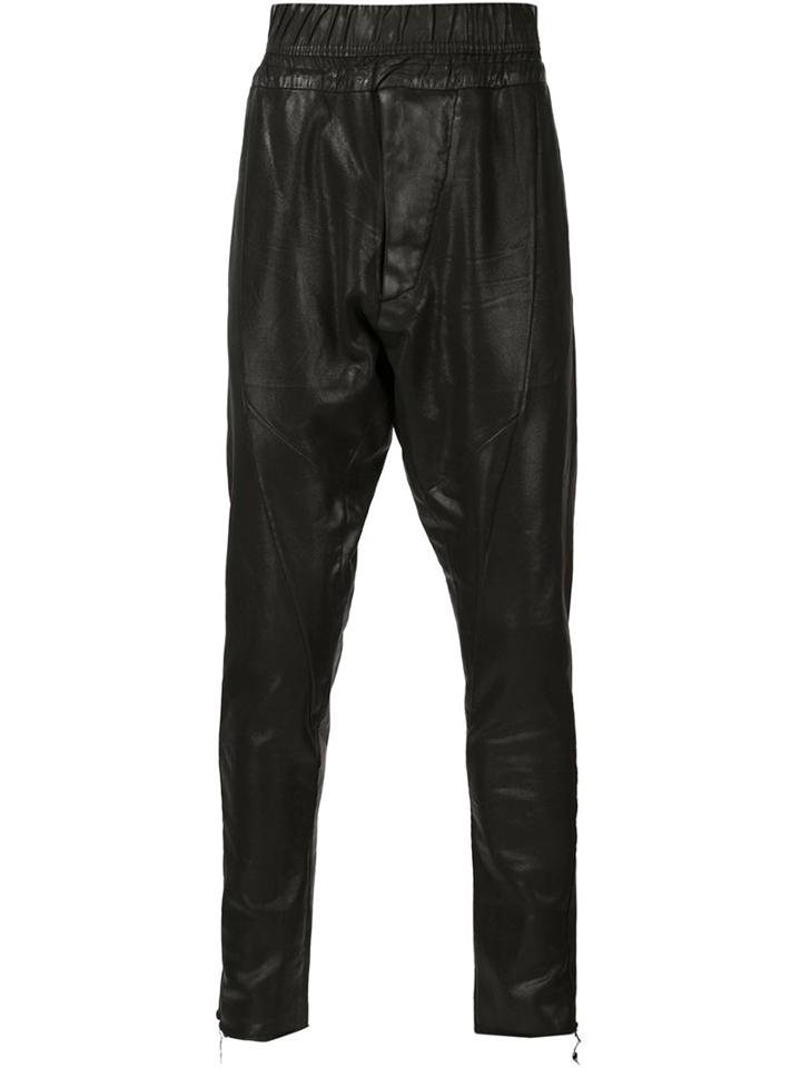 Julius Panelled Unfinished Hem Sweatpants, Men's, Size: 4, Black, Cotton