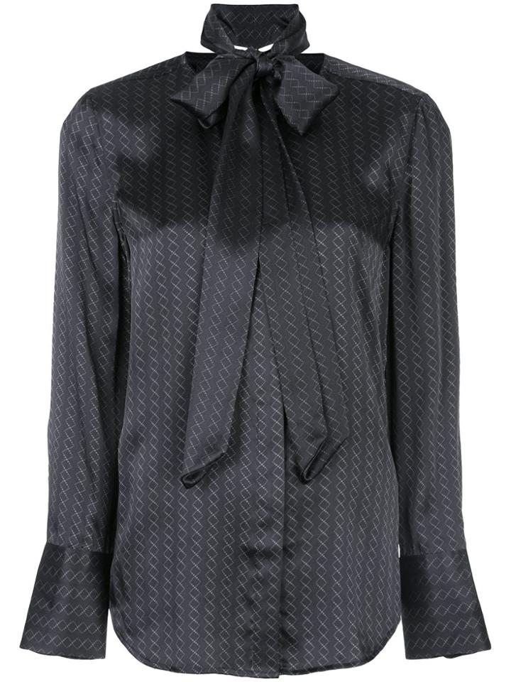 Equipment Luis Geometric-print Silk Shirt - Black