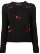 Marc By Marc Jacobs Embroidered Sequin Cherry Sweater, Women's, Size: Small, Black, Nylon/spandex/elastane/wool