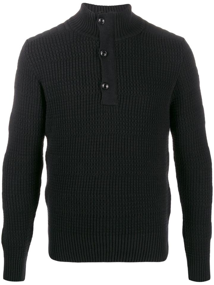 Schott High Neck Ribbed Jumper - Black