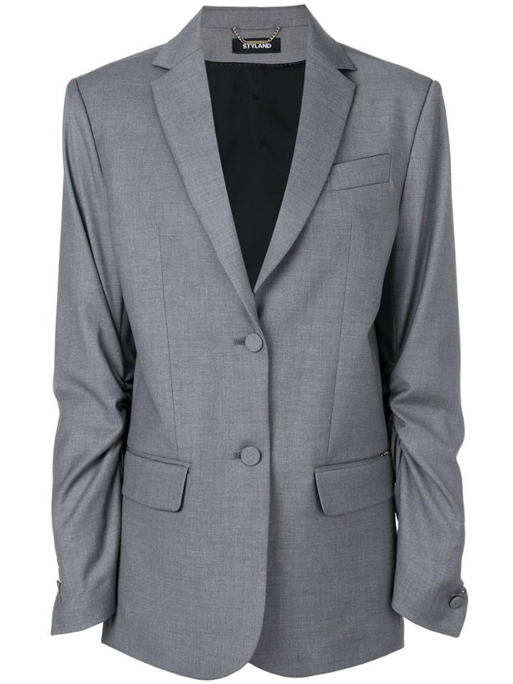 Styland Double Button Blazer - Grey