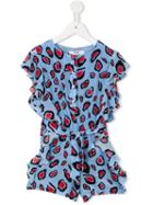 Msgm Kids Leopard Print Jumpsuit, Girl's, Size: 12 Yrs, Blue
