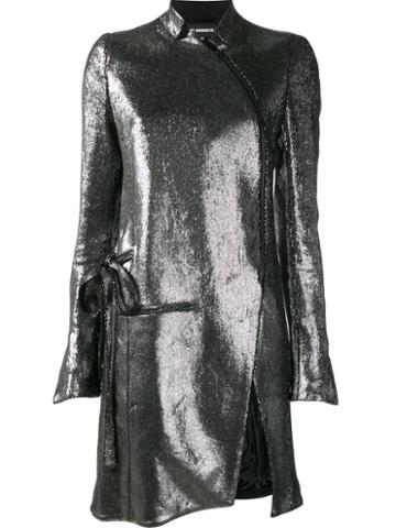 Ann Demeulemeester Asymmetric Zip Coat, Women's, Size: 36, Grey, Linen/flax/nylon/polyamide/virgin Wool