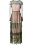 Twin-set Tiered Tulle Maxi Dress - Green