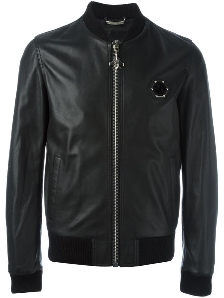 Philipp Plein Leather Bomber Jacket
