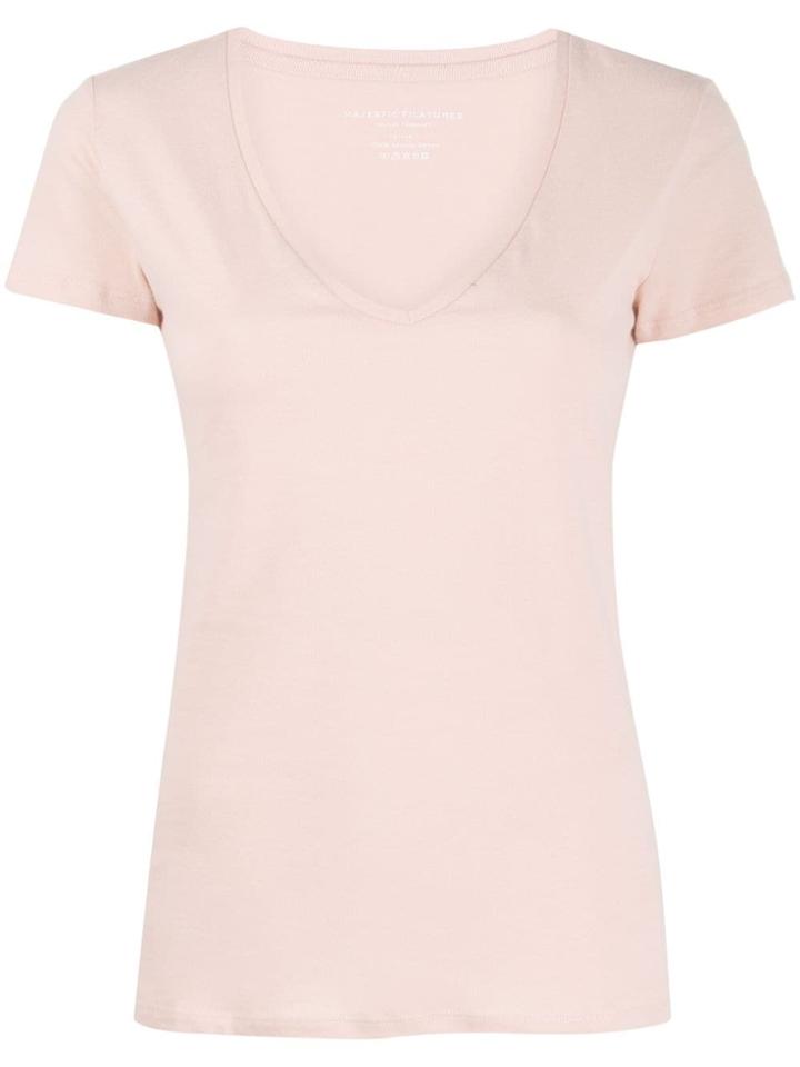 Majestic Filatures V-neck Slim-fit T-shirt - Pink