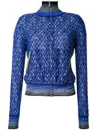 Missoni Pattern Zipped Cardigan, Women's, Size: 40, Blue, Nylon/viscose/wool