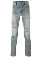 Saint Laurent Distressed Skinny Jeans - Blue