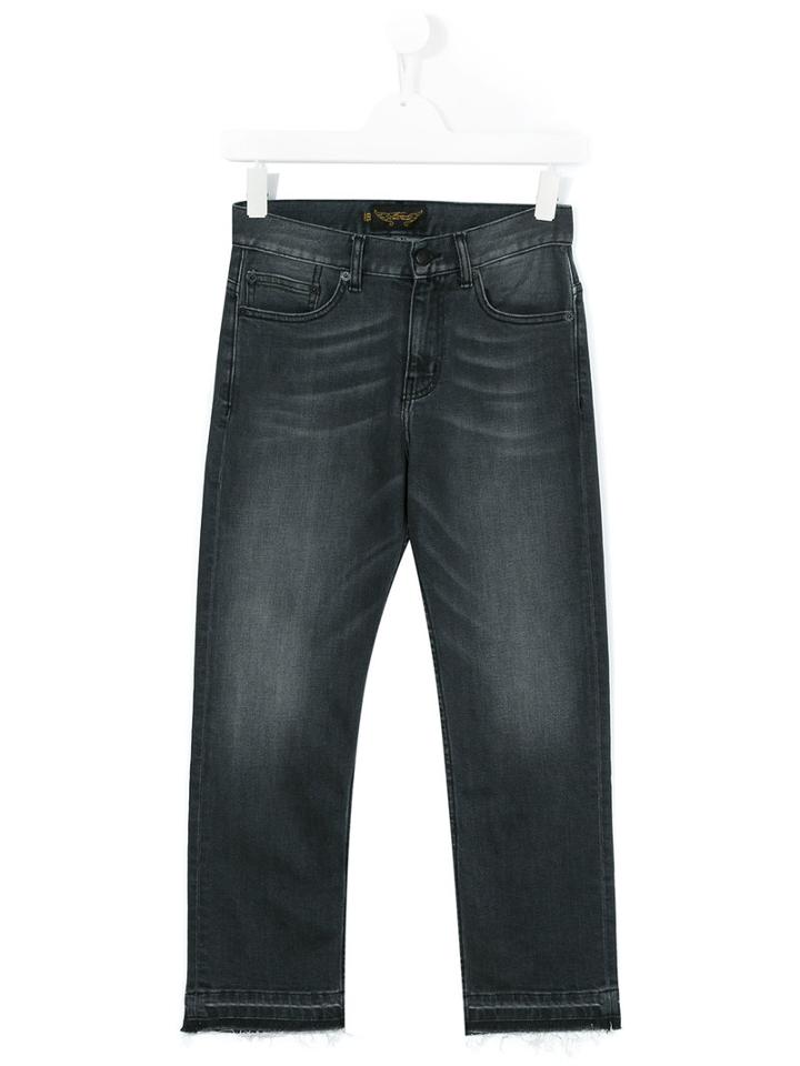 Finger In The Nose - Teen Frayed Hem Jeans - Kids - Cotton/polyester/spandex/elastane - 14 Yrs, Grey
