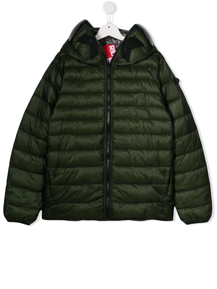 Ai Riders On The Storm Teen Technical Check Padded Jacket - Green