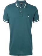 Emporio Armani Striped Contrast Polo Shirt, Men's, Size: Small, Blue, Cotton/polyester