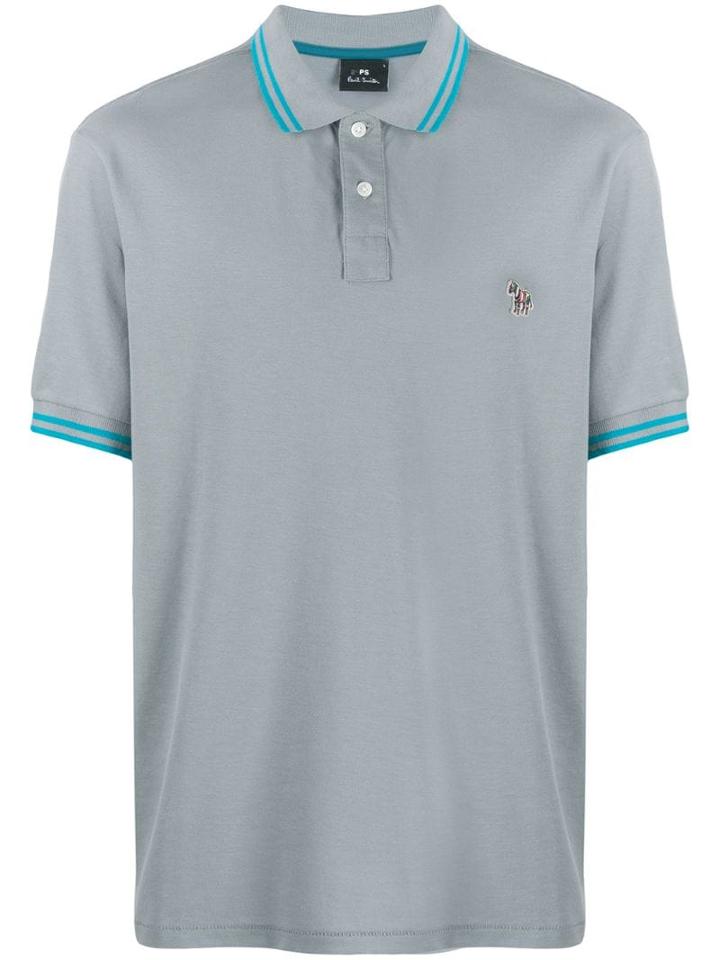 Ps Paul Smith Stripe Trim Polo Shirt - Grey