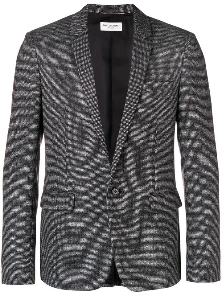 Saint Laurent Checkered Effect Blazer - Black