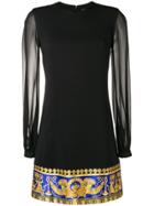 Versace Signature Trim Shift Dress - Black