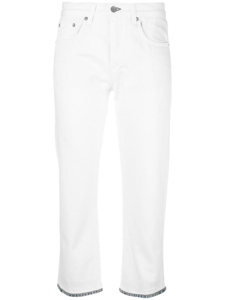 Rag & Bone /jean Cropped Jeans With Contrast Hem, Women's, Size: 25, White, Cotton