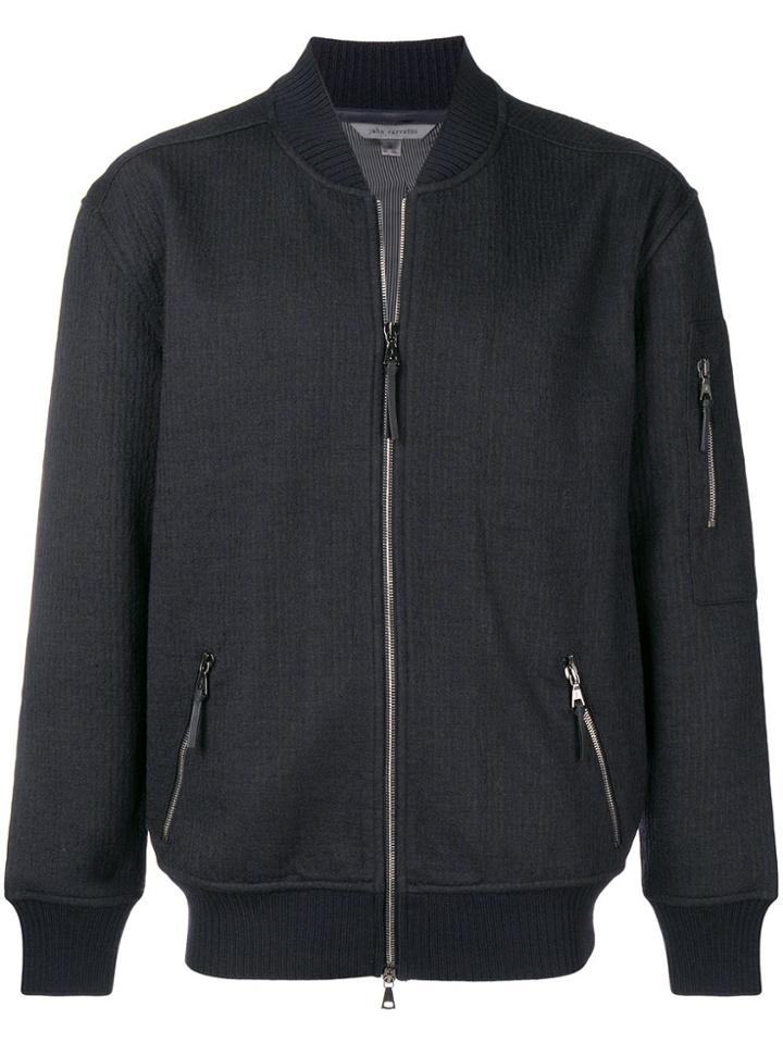John Varvatos Textured Bomber Jacket - Blue