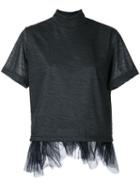Kolor Tulle Trim T-shirt, Women's, Size: 3, Grey, Nylon/wool