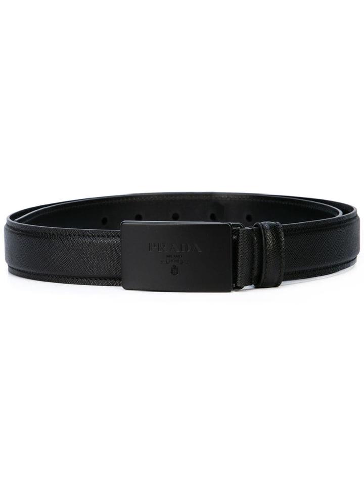 Prada Engraved Buckle Belt - Black