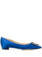 Manolo Blahnik Hangisi Heeled Ballerina Shoes - Blue