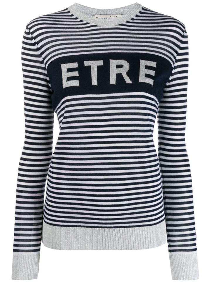 Être Cécile Striped Logo Jumper - Blue